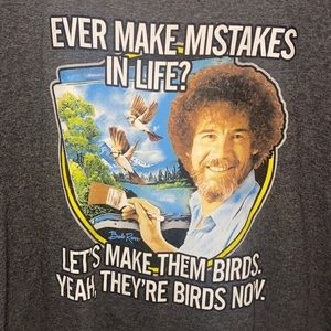 Bob Ross Mistakes Graphic Tee Gray Size 2XL